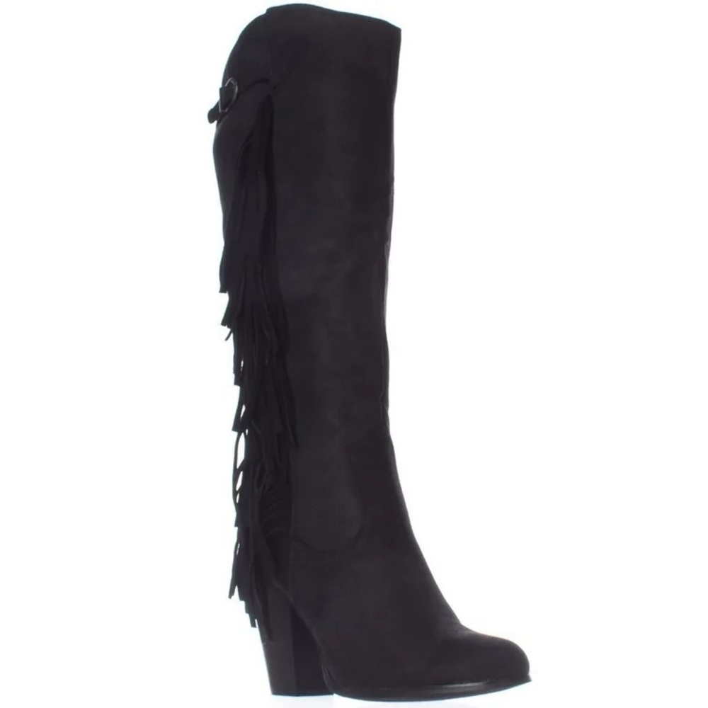 Tall Black Boots with Fringe | Size 7.5